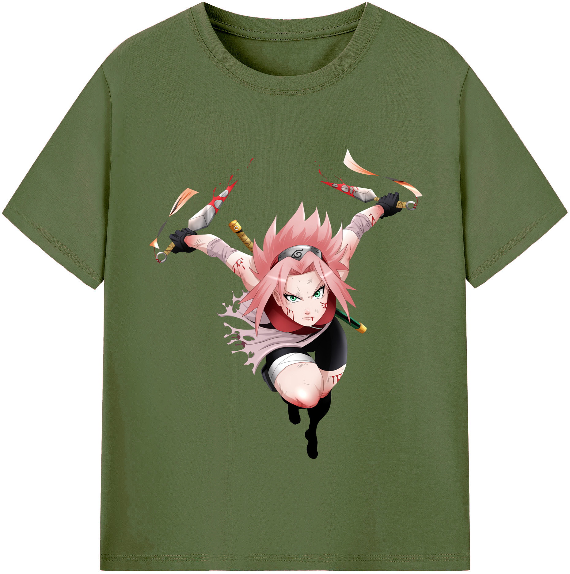 （画像用） NARUTO -ナルト- 春野サクラ Haruno Sakura 綿100％半袖Tシャツ（フロントプリント）